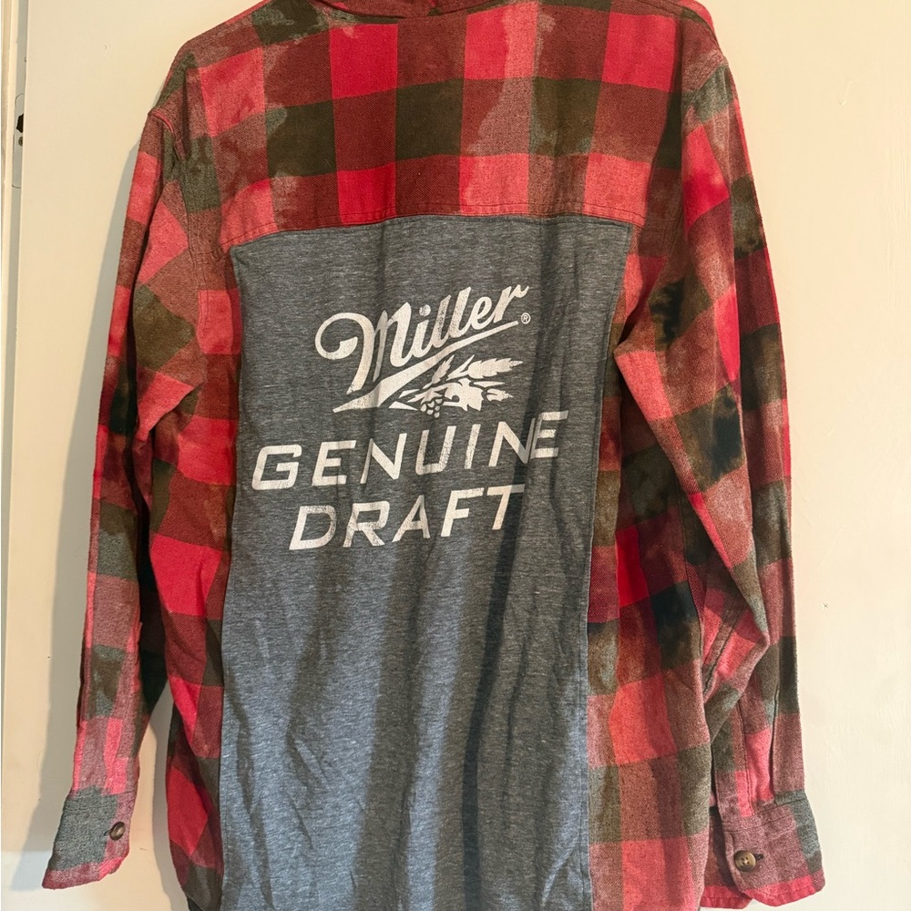 Upcycled flannel / beer button front shirt